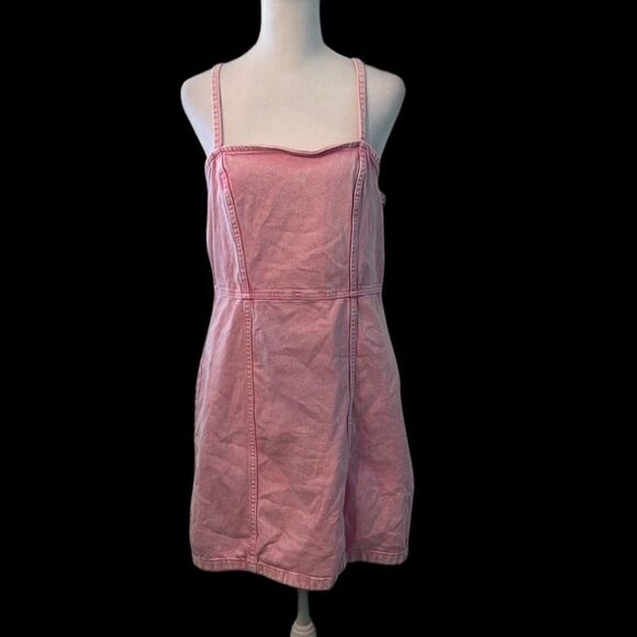 Divided size M zip back spaghetti strap pink denim dress - Picture 3 of 11